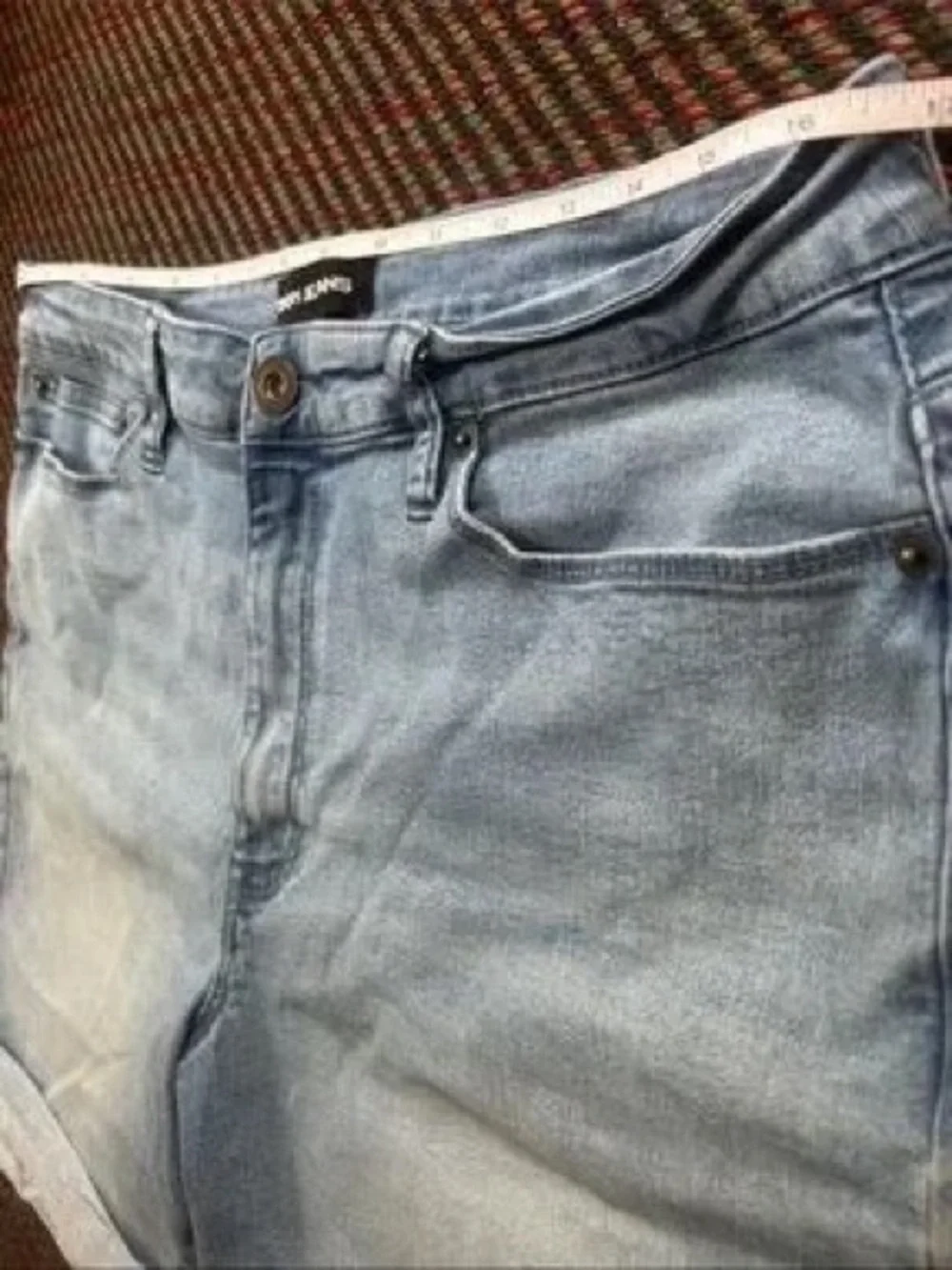 DKNY Jeans Light Wash Cuffed Denim Bermuda Shorts Sz 12 High Rise 13